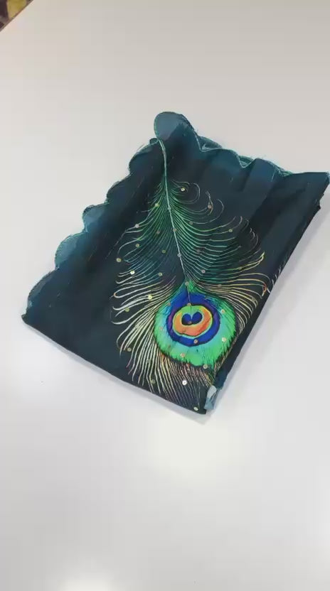 TussarPeacock saree - Deep blue-teal shade