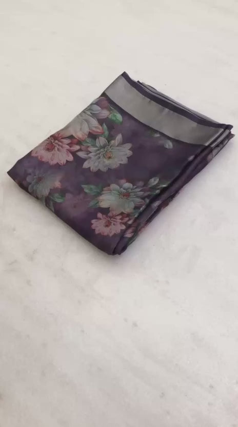 Organza Sarees - Deep Purple