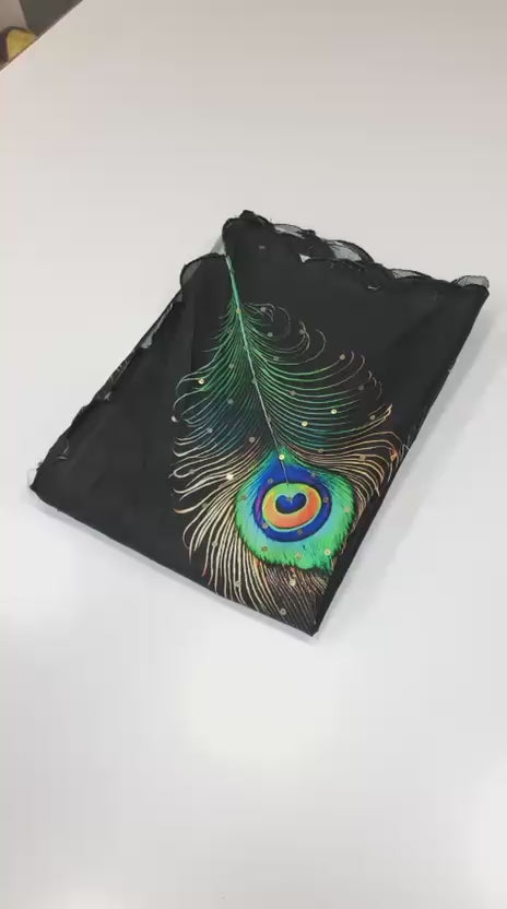 TussarPeacock saree - Black