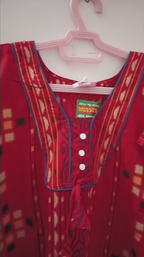 Gujiri Print nighty - Red