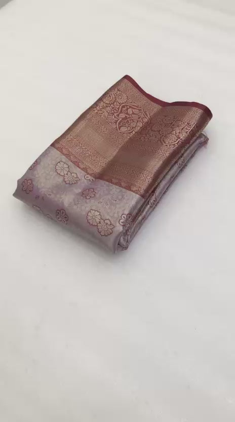 Kanjiviram Pattu Silk Saree - Taupe Brown