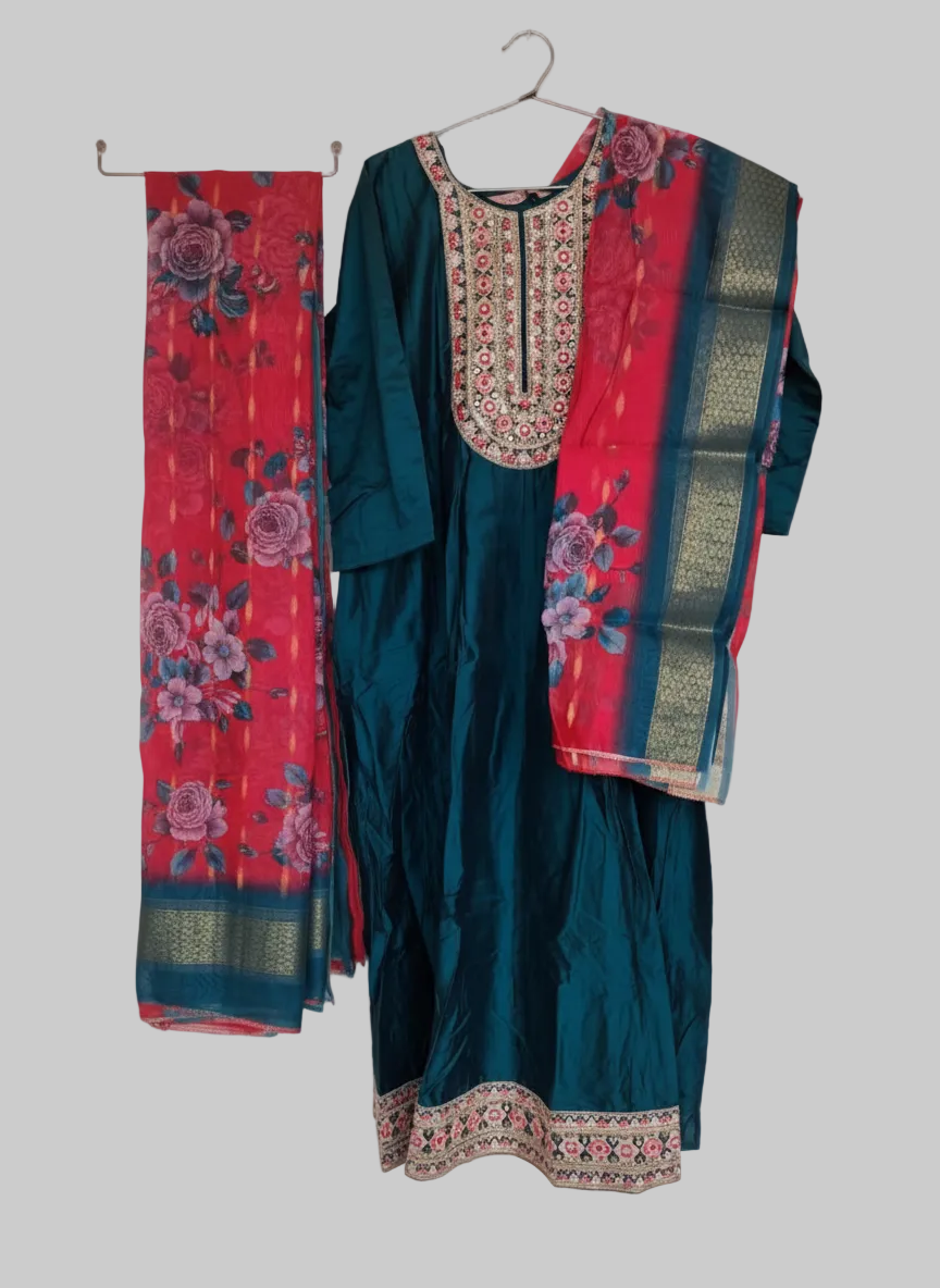 DarkGreen color - 3 piece kurti set