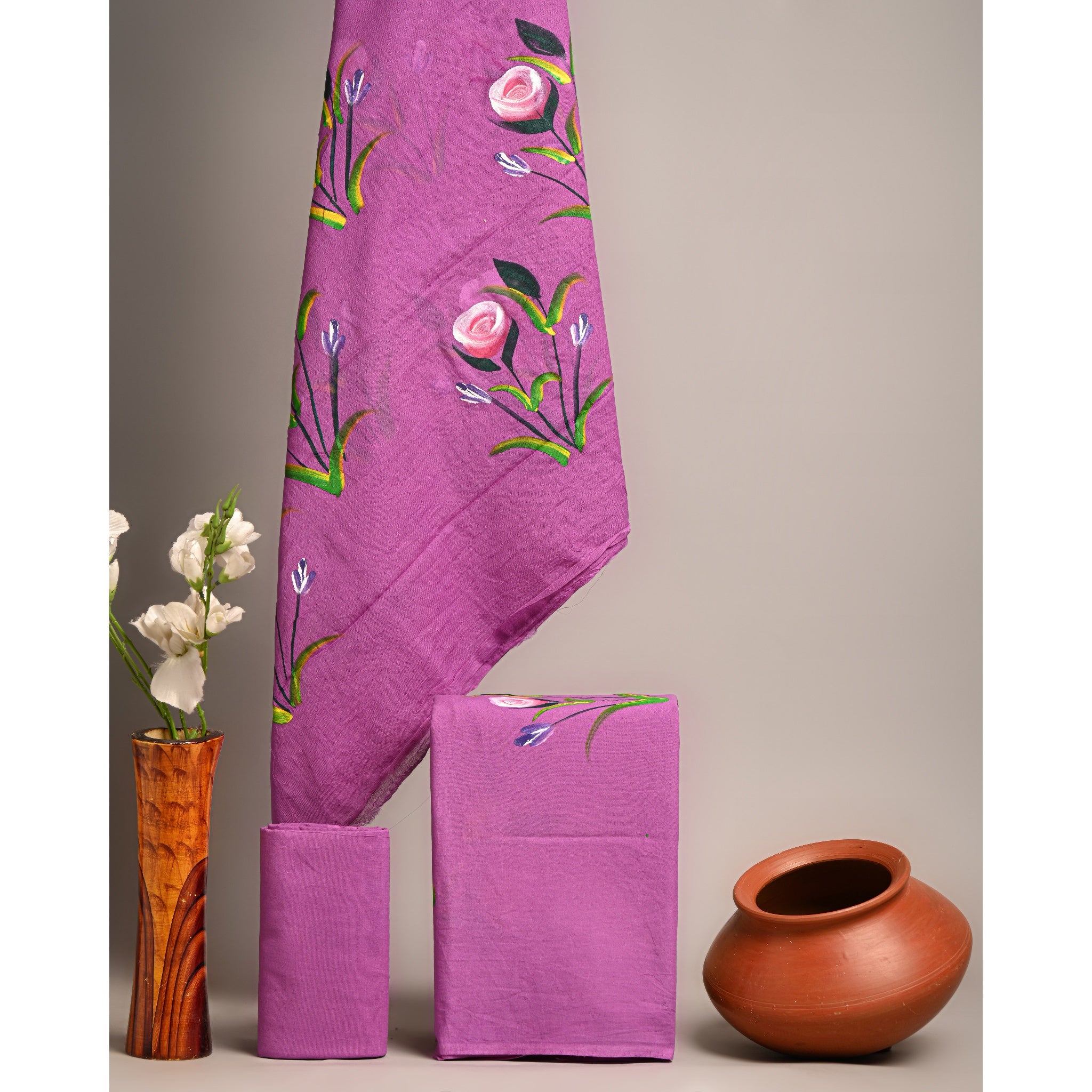 Unstitched Material- Deep pink-purple