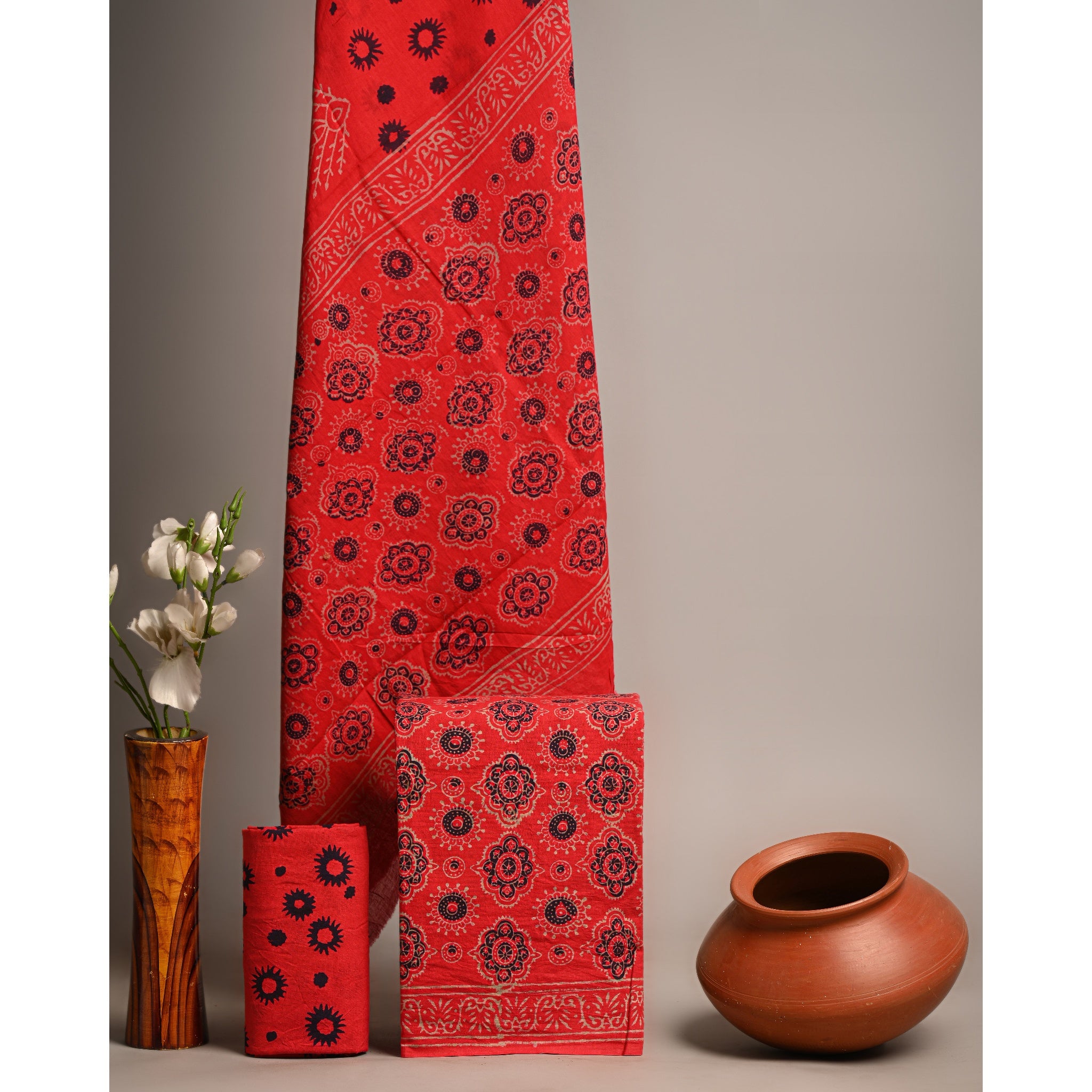 Unstitched Material- Bright red