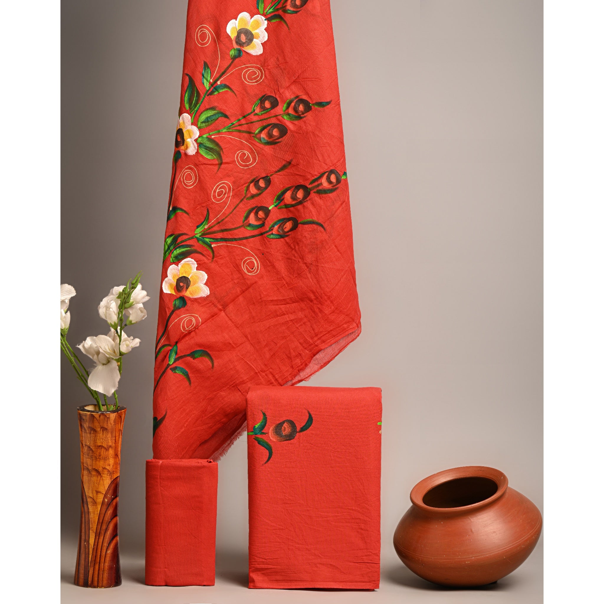 Unstitched Material- Strong red