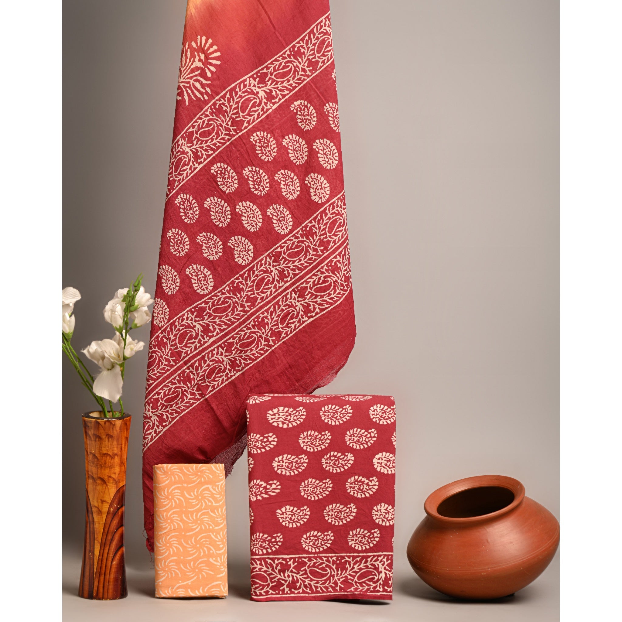 Unstitched Material- Soft red