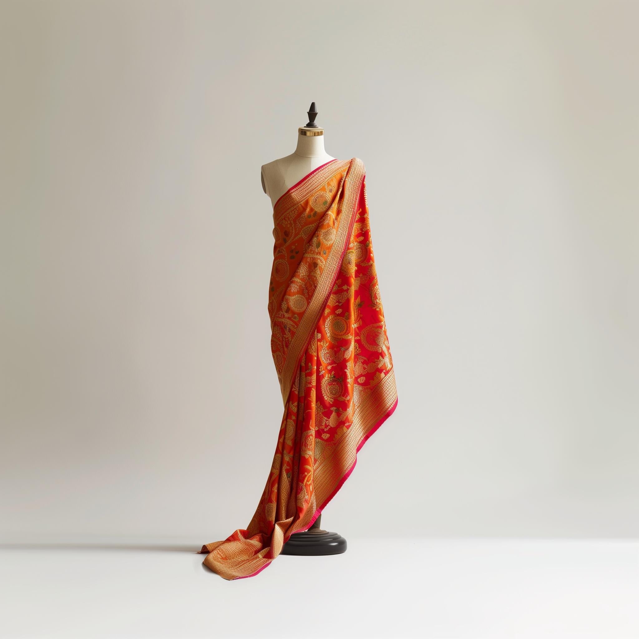 Saree (golden and red)