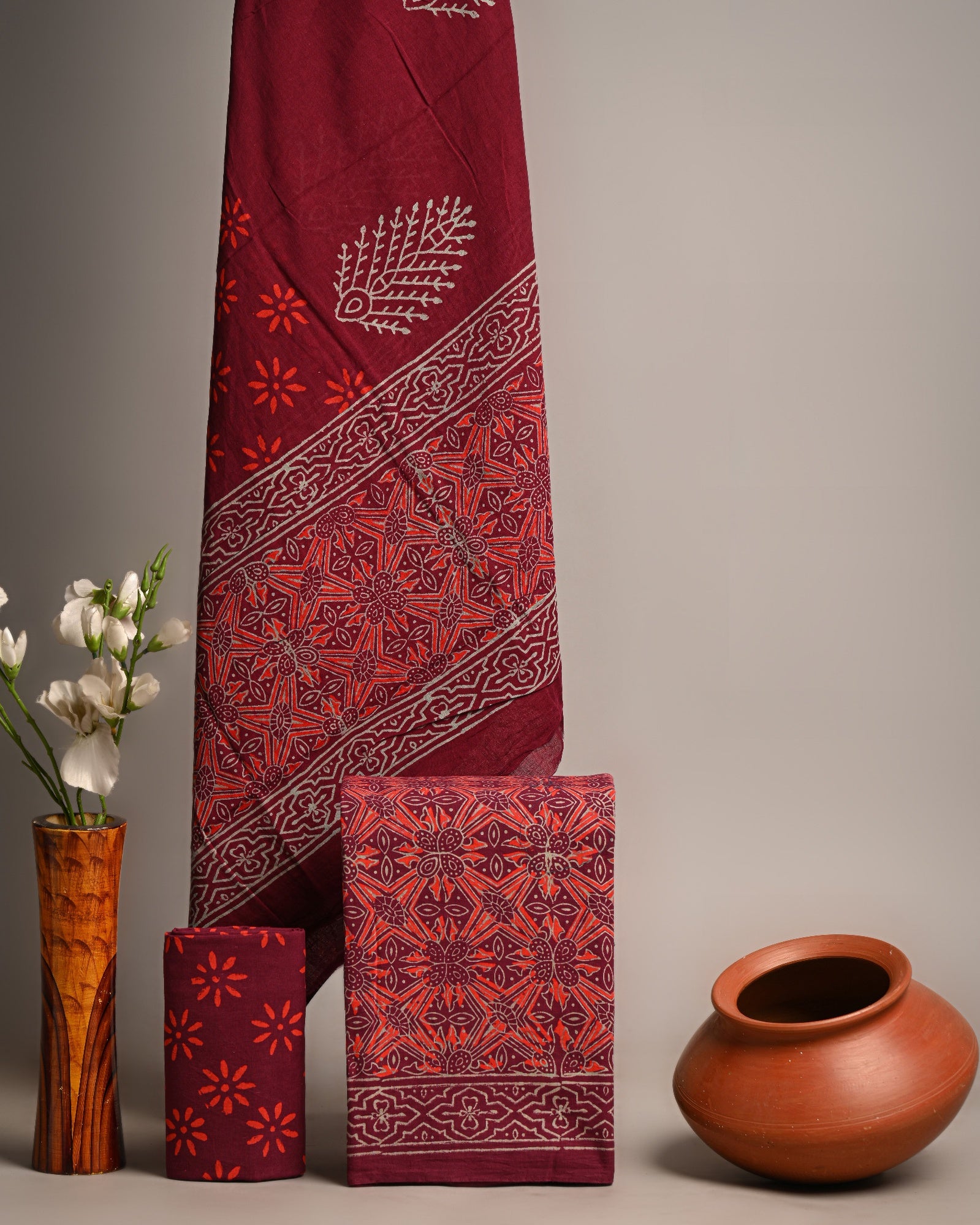 Unstitched Material- Deep wine red