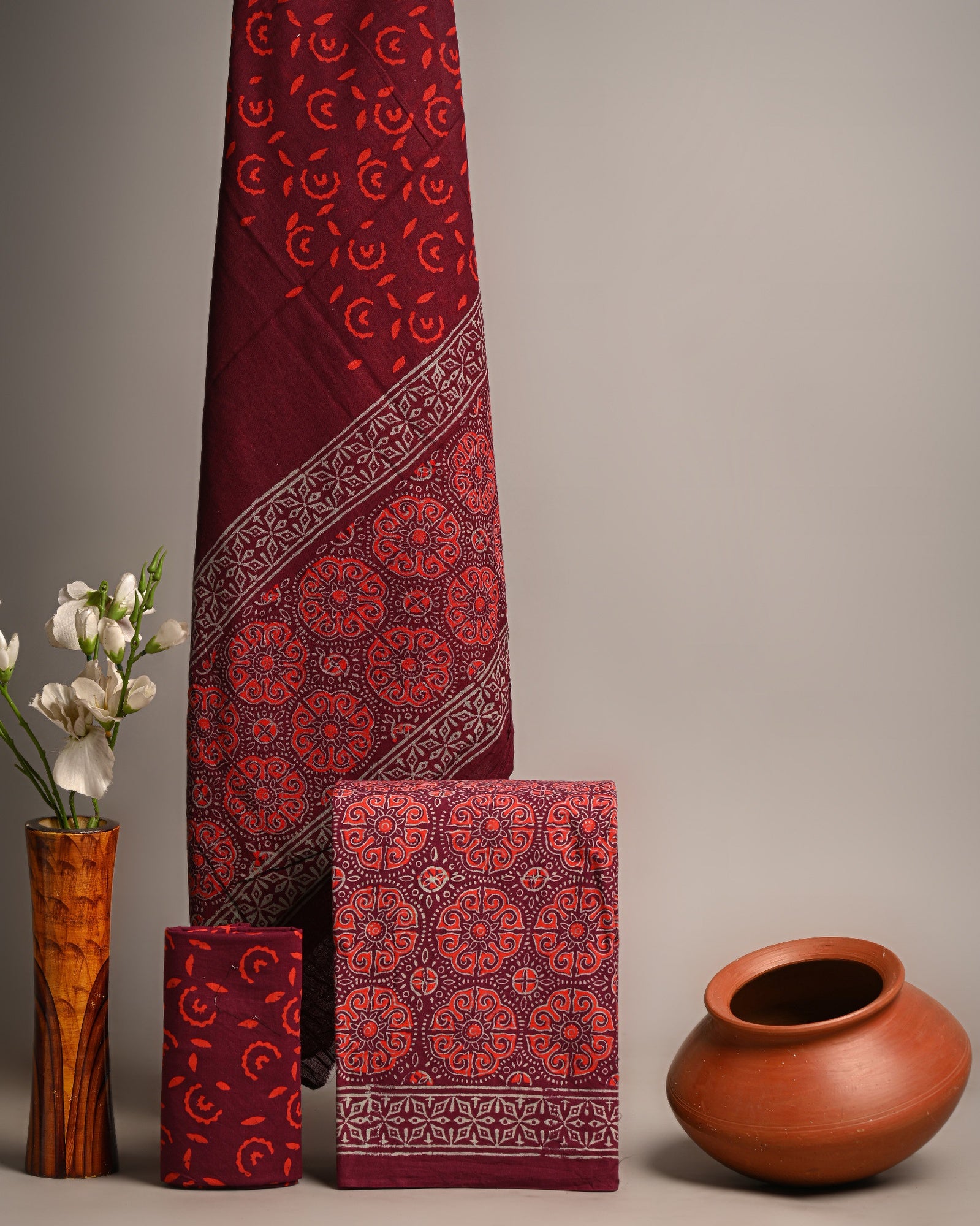 Unstitched Material- Very dark red