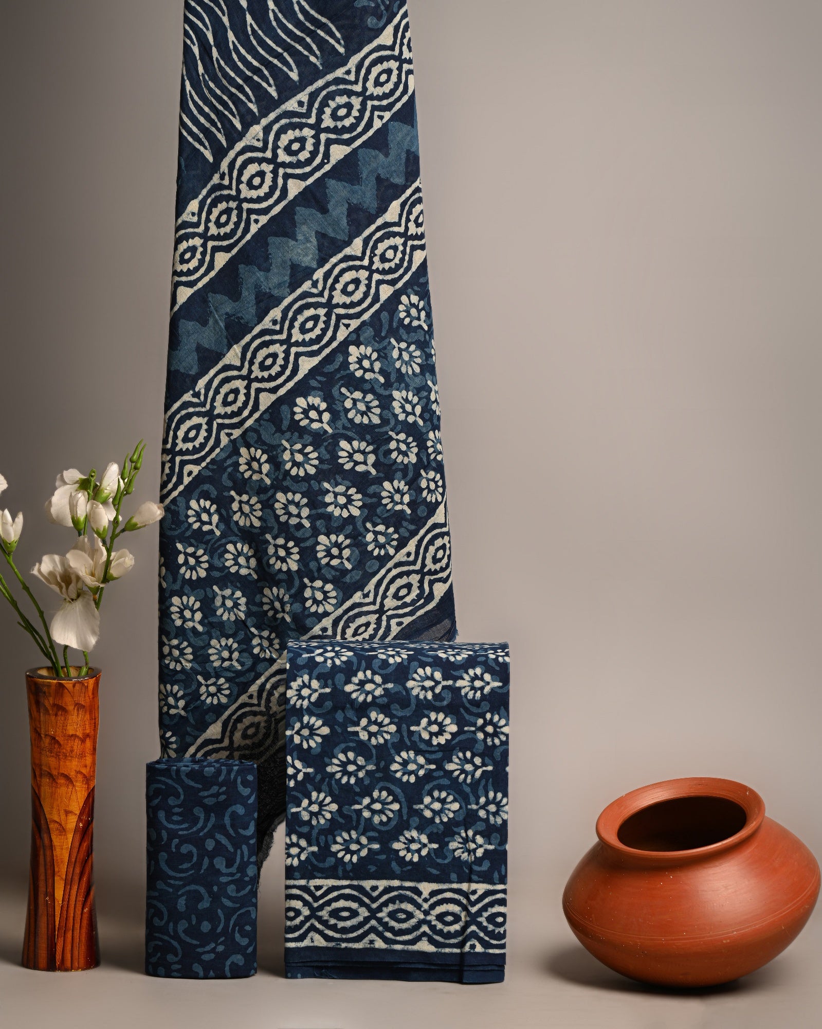 Unstitched Material- Muted dark blue-gray