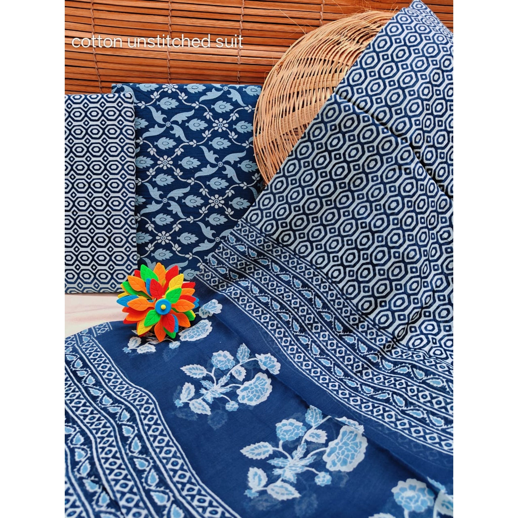 Unstitched Material- Deep blue