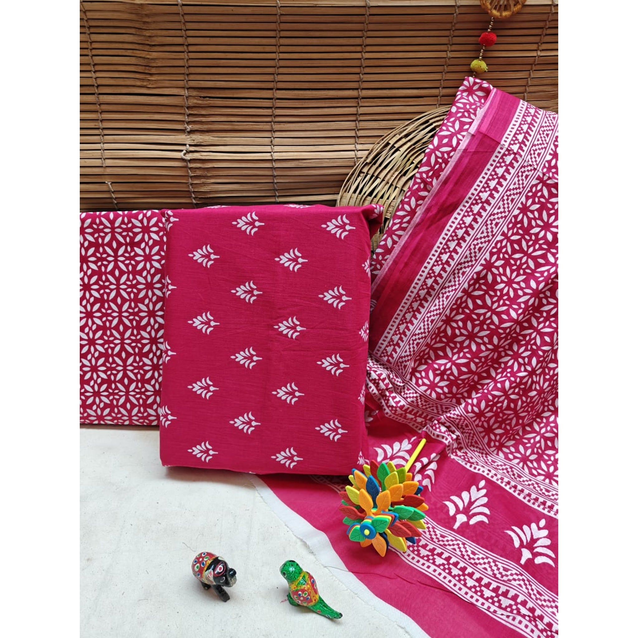 Unstitched Material- Deep pink-red