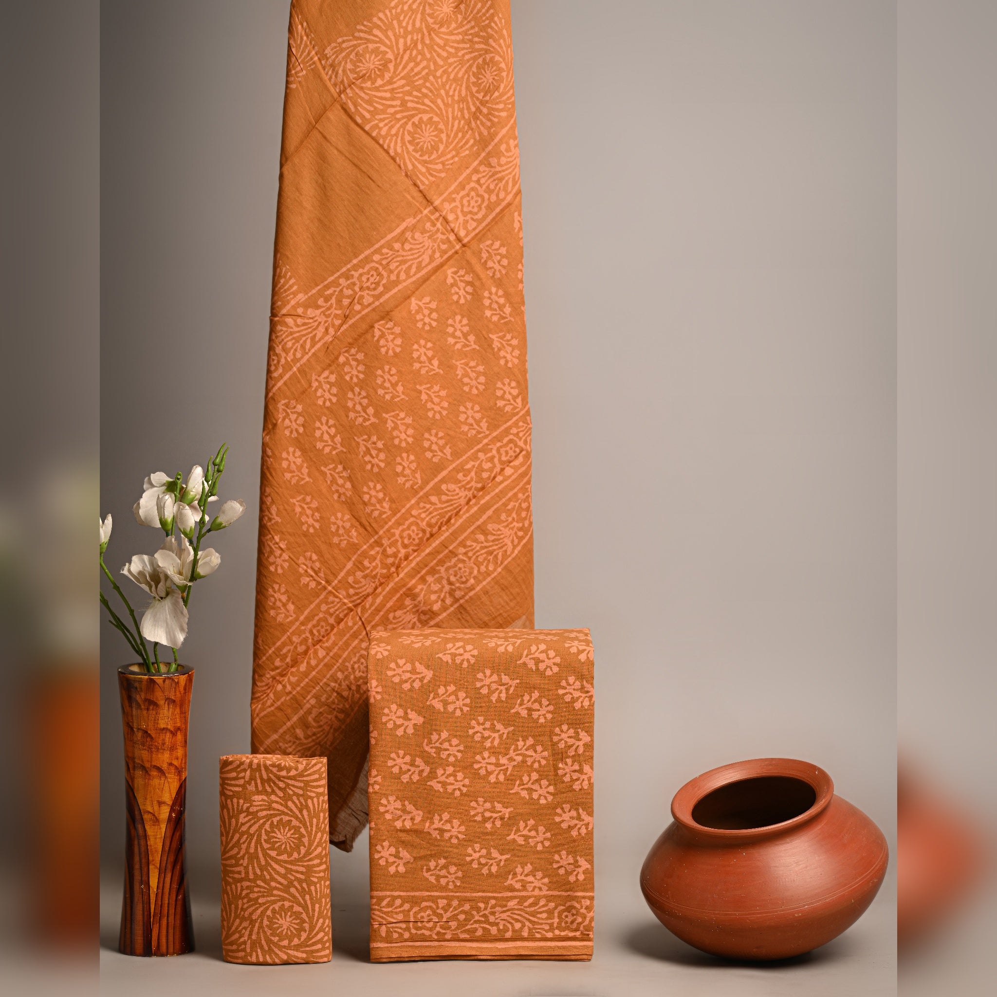 Unstitched Material- Warm orange-brown