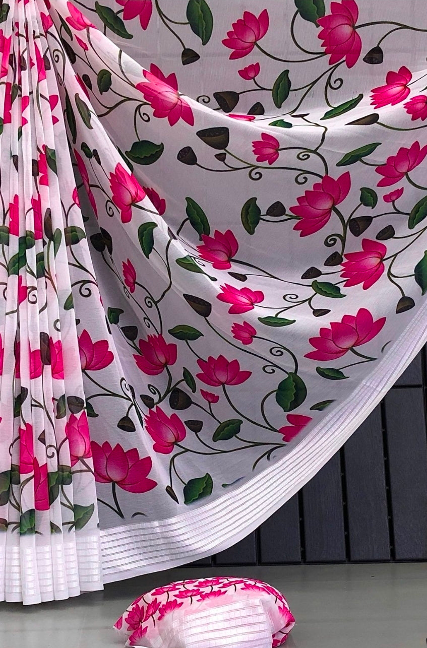 White Lotus Saree