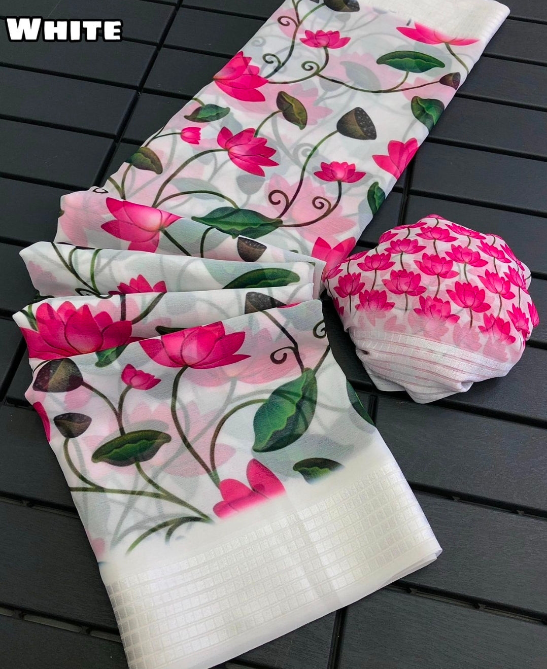 White Lotus Saree