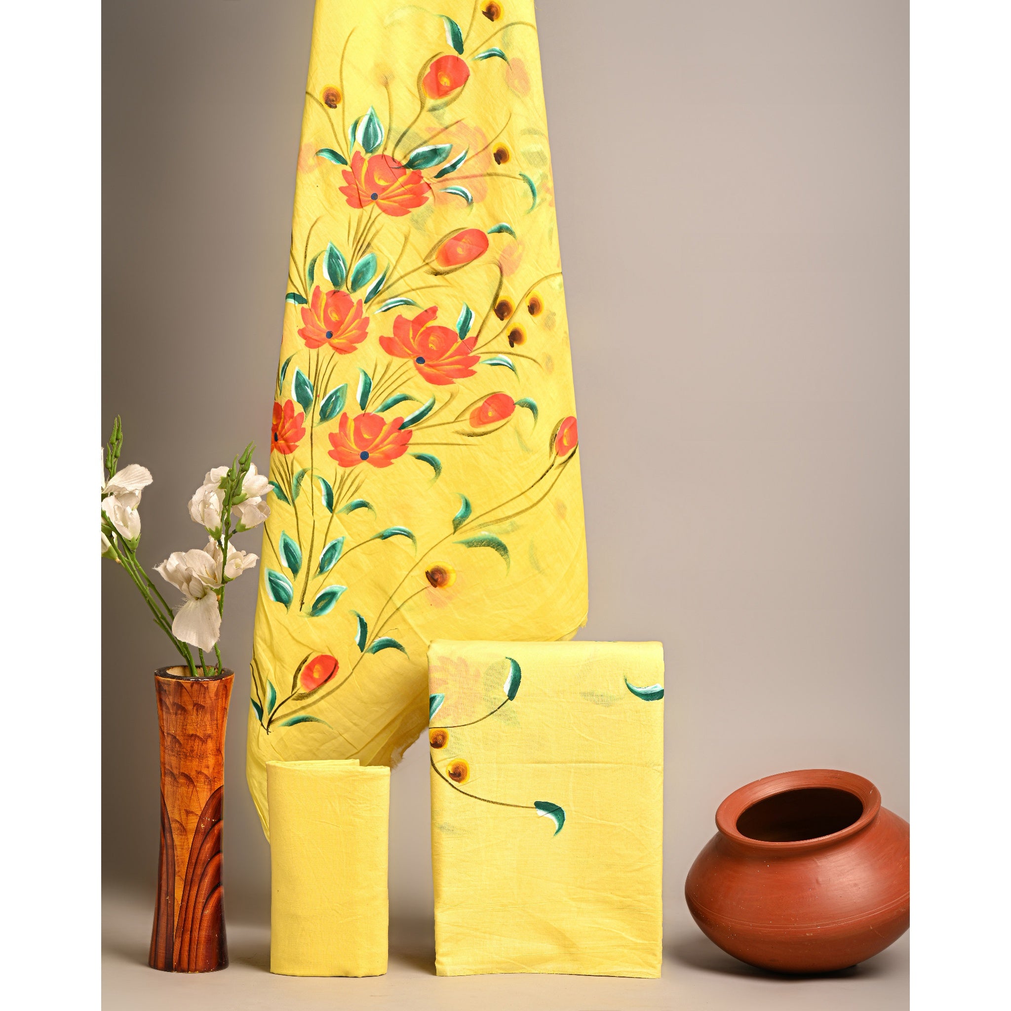 Unstitched Material- Soft pastel yellow